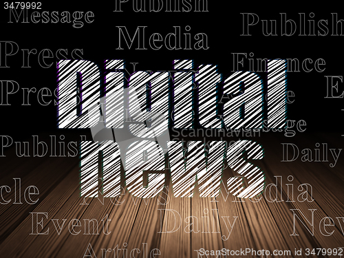 Image of News concept: Digital News in grunge dark room