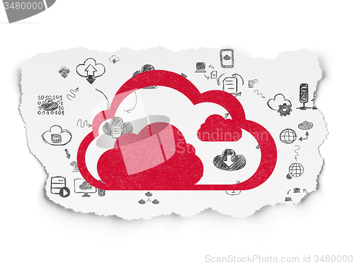 Image of Cloud networking concept: Cloud on Torn Paper background