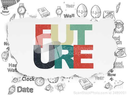 Image of Timeline concept: Future on Torn Paper background