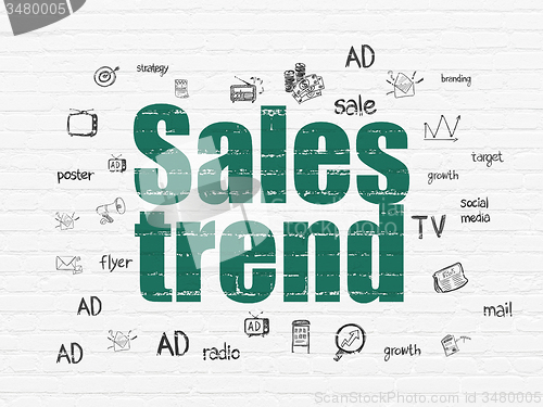 Image of Marketing concept: Sales Trend on wall background