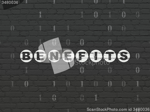 Image of Finance concept: Benefits on wall background