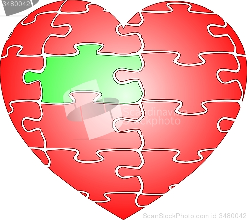 Image of Jigsaw puzzle red heart 