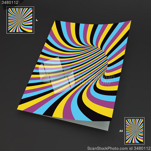 Image of A4 Business Blank. Abstract Striped Background. Optical Art. 