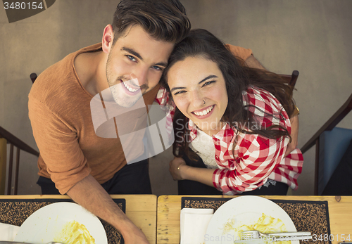 Image of Young couple at the restaurant