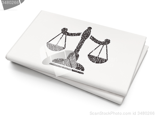 Image of Law concept: Scales on Blank Newspaper background