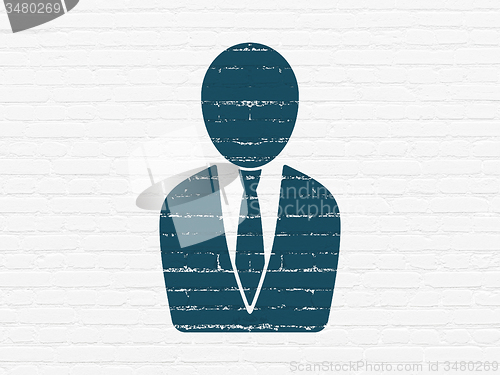 Image of Law concept: Business Man on wall background