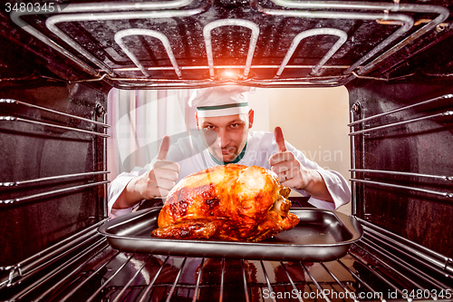 Image of Cooking chicken in the oven.