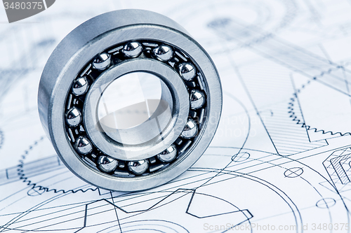 Image of Ball bearings on technical drawing