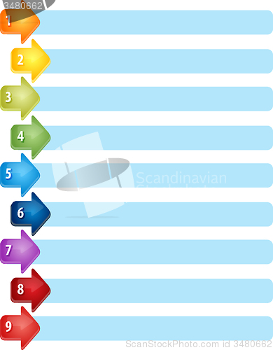 Image of Arrow List Nine blank business diagram illustration