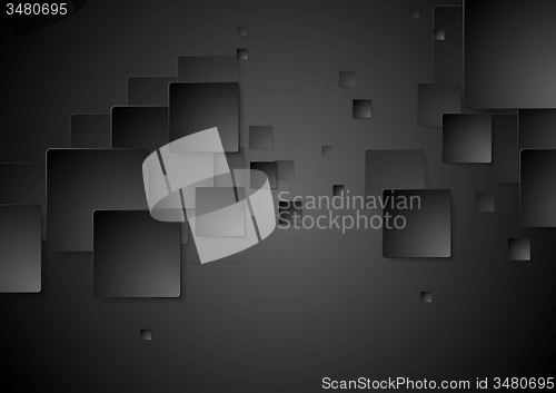 Image of Dark black geometric squares tech background