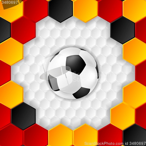 Image of Bright soccer background with ball. German colors