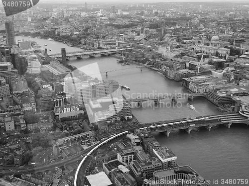 Image of Black and white Aerial view of London