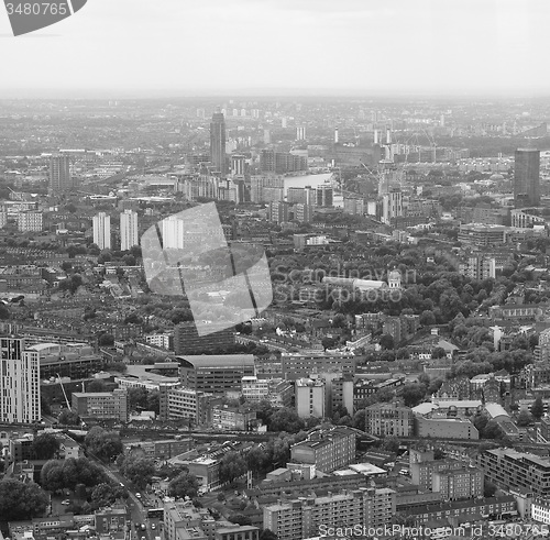 Image of Black and white Aerial view of London