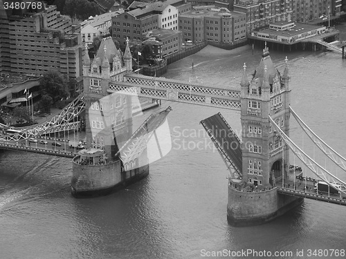 Image of Black and white Aerial view of London