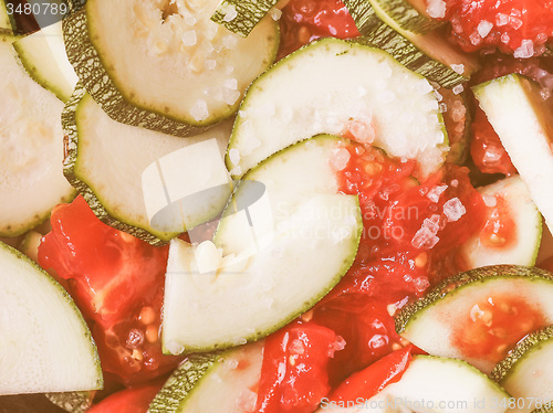 Image of Retro looking Zucchini with tomato