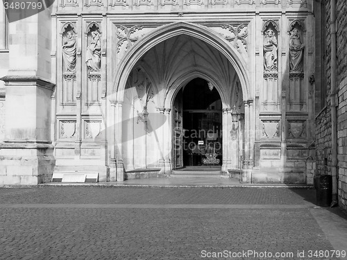 Image of Black and white Westminster Abbey in London