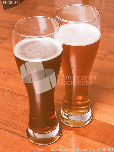 Image of Retro looking Two glasses of German beer