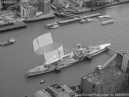 Image of Black and white Aerial view of London