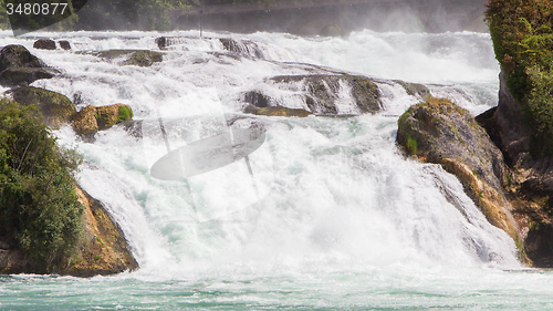 Image of View to the biggest waterfalls of Europe in Schaffhausen, Switze