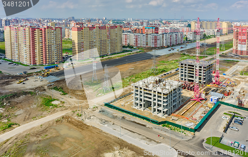 Image of Construction of residential houses and road.Tyumen