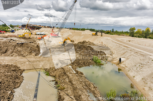 Image of Bridge and road construction. Tyumen. Russia