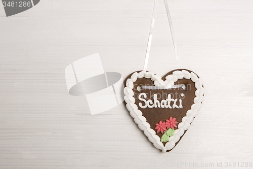 Image of Bavarian ´darling´ gingerbread heart for Oktoberfest backgroun