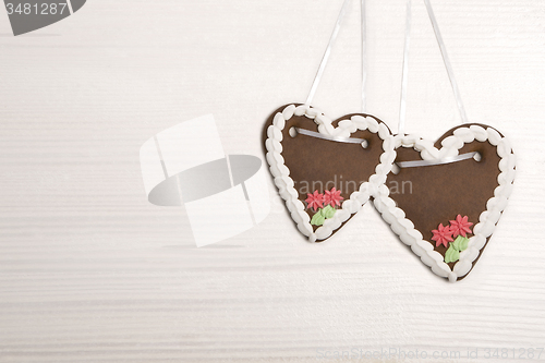 Image of Bavarian gingerbread hearts for Oktoberfest background