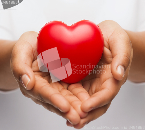 Image of womans cupped hands showing red heart