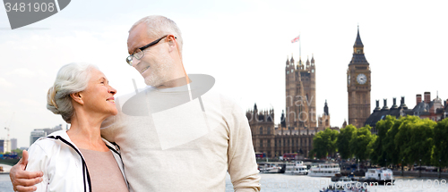 Image of happy senior couple in london city