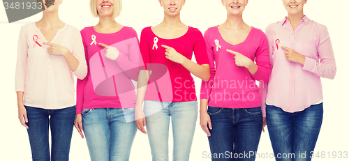 Image of close up of women with cancer awareness ribbons