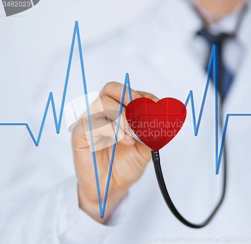 Image of doctor listening to heart beat