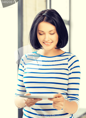 Image of happy teenage girl with tablet pc computer