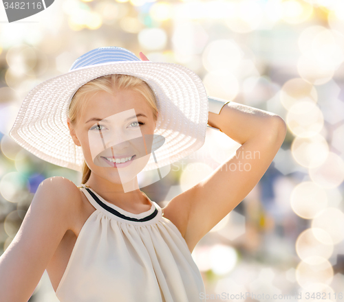 Image of beautiful woman enjoying summer outdoors