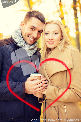 Image of romantic couple in the autumn park