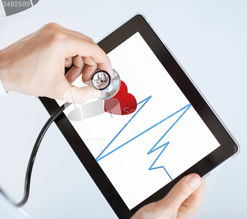 Image of doctor with stethoscope and tablet pc