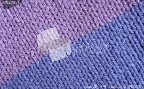 Image of Stocking stitch knitting in lilac and blue