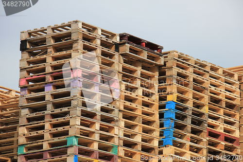 Image of Stacked wooden pallets