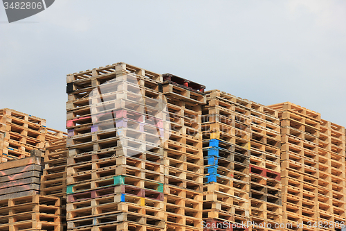 Image of Stacked wooden pallets