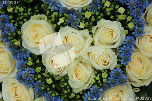 Image of blue and white wedding flowers