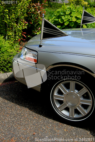 Image of Silver grey hearse detail