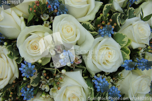 Image of blue and white wedding flowers