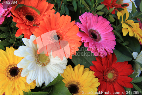 Image of Gerberas in a colorful bridal bouquet