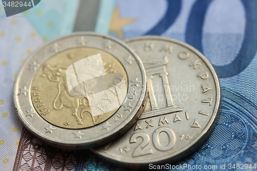 Image of Greek and euro money