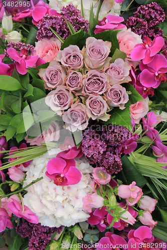 Image of pink and purple wedding flowers