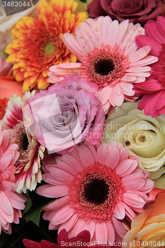 Image of Gerberas and roses in bridal bouquet