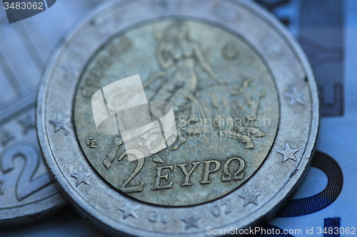 Image of Greek 2 euro close up