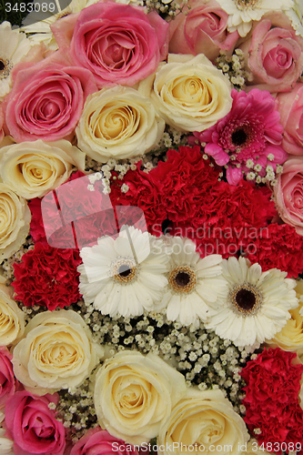 Image of Wedding arrangement in pink and white