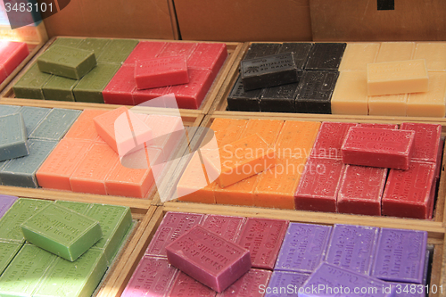 Image of French soap at a market stall