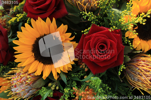 Image of Sunflowers and roses