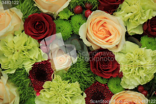 Image of Green and pink wedding flowers